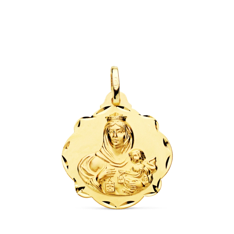 <STRONG>Medalla 22 mm Virgen del Carmen pandereta oro 18k</STRONG>. <STRONG>Medalla</STRONG> con forma de pandereta de la <STRON