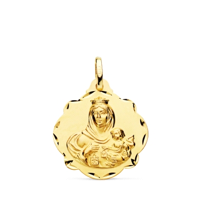 <STRONG>Medalla 22 mm Virgen del Carmen pandereta oro 18k</STRONG>. <STRONG>Medalla</STRONG> con forma de pandereta de la <STRON