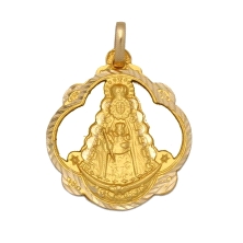 <STRONG>Medalla Virgen del Rocio 24 mm calada oro 18k helice</STRONG>. <STRONG>Medalla</STRONG> de la <STRONG>Virgen del Rocio</