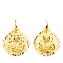 <STRONG>Medalla 20 mm escapulario calada oro 18k helice</STRONG>. Medalla <STRONG>escapulario</STRONG> Virgen del Carmen y Coraz