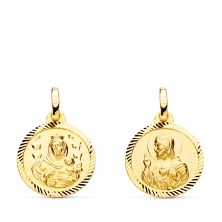 <STRONG>Medalla 16 mm escapulario oro 18k helice</STRONG>. Medalla escapulario Virgen del Carmen y Corazón de Jesus. <STRONG>Med