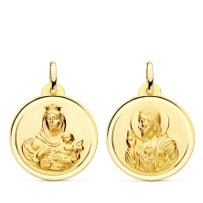 <STRONG>Medalla 22 mm escapulario oro 18k bisel</STRONG>. Medalla escapulario con acabado matizado y bisel en brillo. Medalla es
