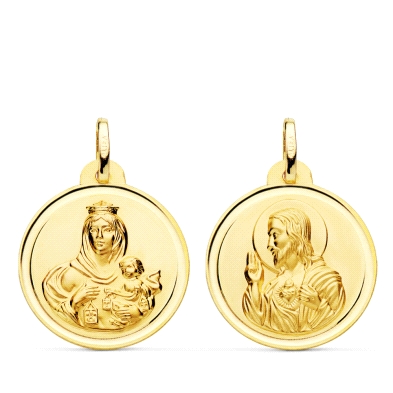 <STRONG>Medalla 22 mm escapulario oro 18k bisel</STRONG>. Medalla escapulario con acabado matizado y bisel en brillo. Medalla es