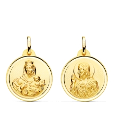 <STRONG>Medalla 20 mm escapulario oro 18k bisel</STRONG>. Medalla escapulario con acabado matizado y bisel en brillo. Medalla es