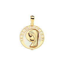 <STRONG>Medalla virgen niña</STRONG> de nacar y <STRONG>oro 18 kilates</STRONG>. <STRONG>Medalla</STRONG> de <STRONG>virgen niña