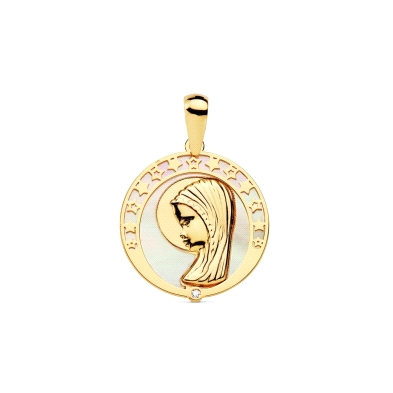 <STRONG>Medalla virgen niña</STRONG> de nacar y <STRONG>oro 18 kilates</STRONG>. <STRONG>Medalla</STRONG> de <STRONG>virgen niña
