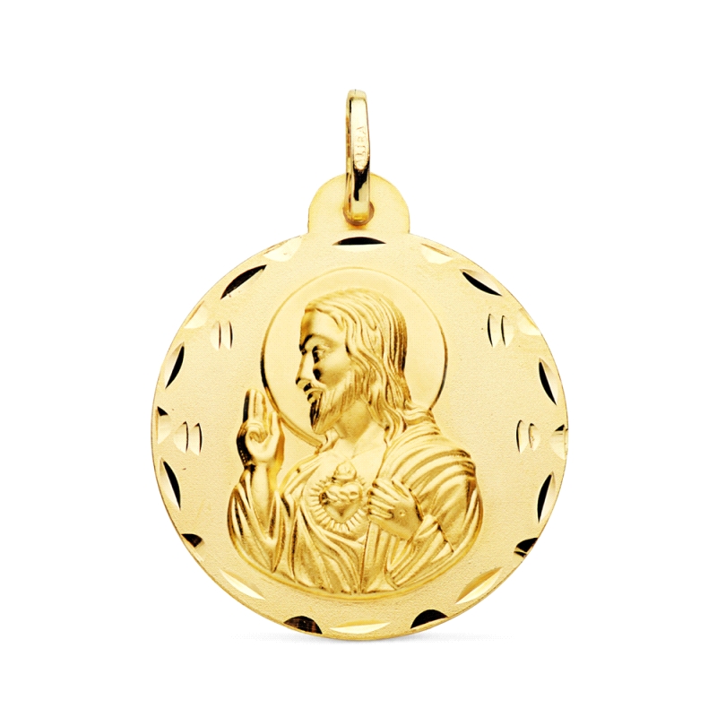 <STRONG>Medalla 28 mm Corazón de Jesús oro 18k tallas</STRONG>. Medalla <STRONG>Corazón de Jesús</STRONG> fabricada en <STRONG>o