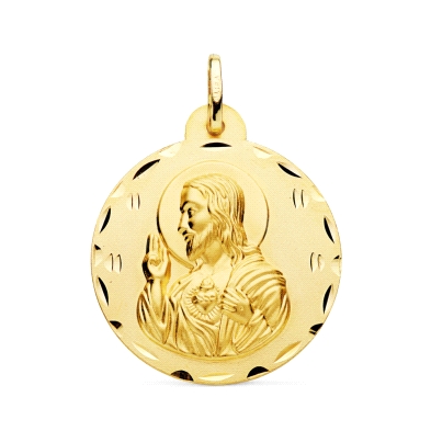 <STRONG>Medalla 28 mm Corazón de Jesús oro 18k tallas</STRONG>. Medalla <STRONG>Corazón de Jesús</STRONG> fabricada en <STRONG>o