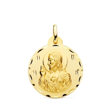 <STRONG>Medalla 24 mm Corazón de Jesús oro 18k tallas</STRONG>. Medalla del <STRONG>Sagrado Corazón de Jesus</STRONG> con un dia