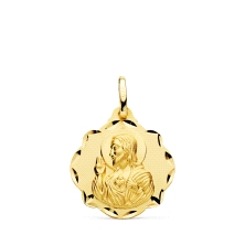 <STRONG>Medalla 20 mm Corazón de Jesús calada oro 18k helice</STRONG>. Medalla del <STRONG>Corazón de Jesús</STRONG> con acabado