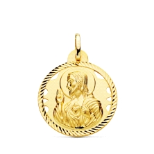 <STRONG>Medalla 20 mm Corazón de Jesús calada oro 18k helice</STRONG>. Medalla <STRONG>Corazón de Jesús</STRONG> con u