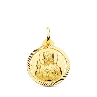 <STRONG>Medalla&nbsp;20 mm Corazón de Jesús calada oro 18k helice</STRONG>. Medalla <STRONG>Corazón de Jesús</STRONG> fabricada 