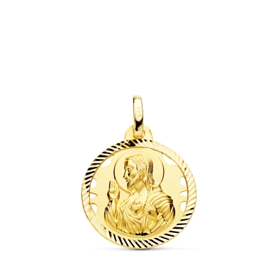 <STRONG>Medalla 18 mm Corazón de Jesús calada oro 18k helice</STRONG>. Medalla del <STRONG>Sagrado Corazón de Jesús</STRONG> con