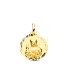 <STRONG>Medalla 18 mm Corazón de Jesús oro 18k helice</STRONG>. Medalla del <STRONG>Sagrado Corazón de Jesús</STRONG> con un dia