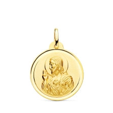<STRONG>Medalla 22 mm Corazón de Jesús oro 18k bisel</STRONG>. Medalla del <STRONG>Sagrado Corazón de Jesus</STRONG> con acabado