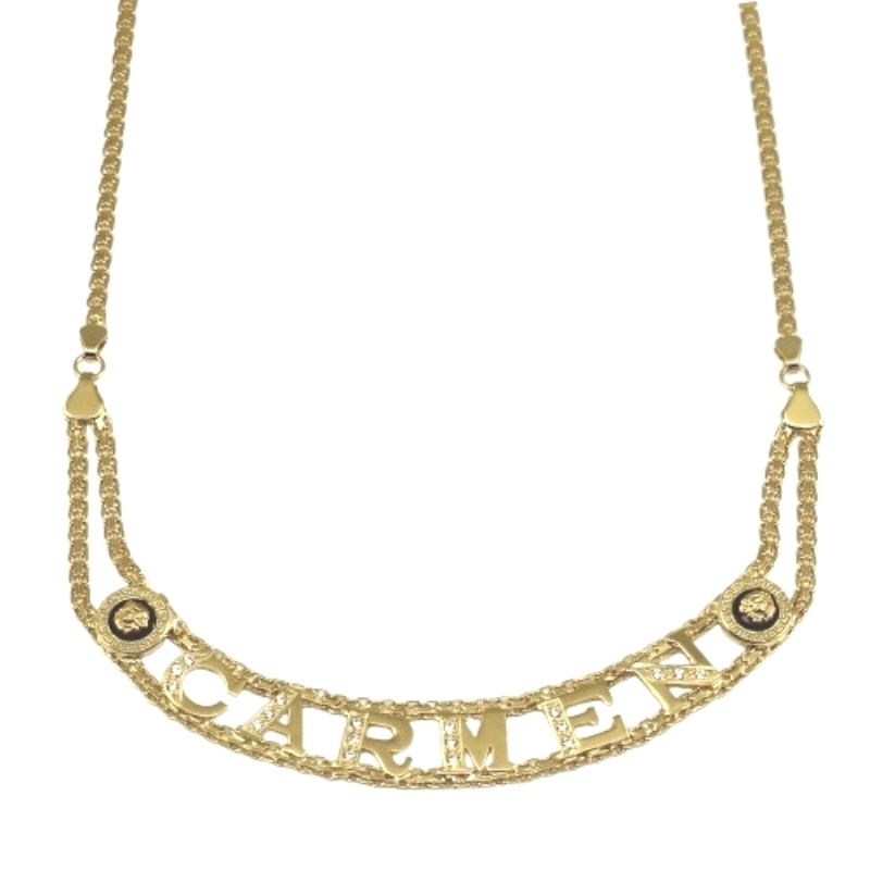 <STRONG>Collar nombre mujer plata chapada</STRONG>. <STRONG>Gargantilla</STRONG> para<STRONG> mujer</STRONG> con nombre con cade