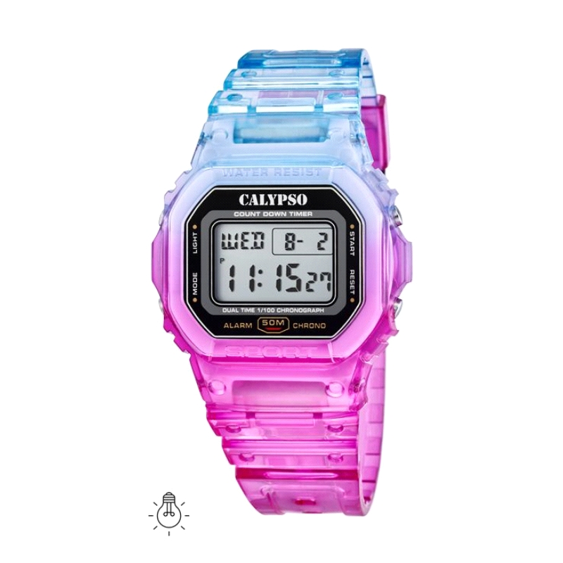 <STRONG>Reloj Calypso K5874/5 unisex digital morado y azul. Reloj Calypso&nbsp;K5874/5</STRONG>. Reloj Calypso unisex en color f