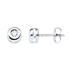 <STRONG>Pendientes de diamante chatón 0.14 ct oro blanco</STRONG>. Pendientes en oro blanco con forma de&nbsp;chatón,con un tama
