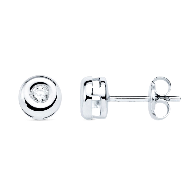 <STRONG>Pendientes de diamante chatón 0.14 ct oro blanco</STRONG>. Pendientes en oro blanco con forma de&nbsp;chatón,con un tama