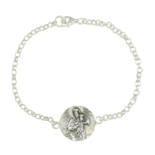 Pulsera plata escapulario Virgen del Carmen Corazón de Jesus.<BR>Pulsera para mujer con una medalla de escapulario de 16 mm.<BR>