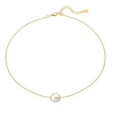 <STRONG>Collar plata dorada perla Majorica 15466.01.1.N33.000.1</STRONG>. <STRONG>Gargantilla</STRONG> de plata dorada con una<S