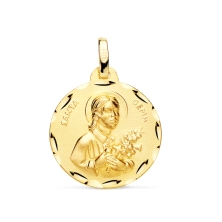 <STRONG>Medalla Santa Gema 18 mm oro 18k tallas</STRONG>. Medalla religiosa <STRONG>Santa Gema</STRONG> con acabado matizado y t