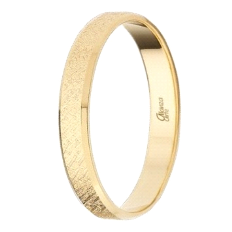<STRONG>Alianza 9 kilates amarilla 3mm plana diamantada&nbsp; <BR>Alianza oro 9 kilates</STRONG> 3mm con acabado diamantado<BR>F