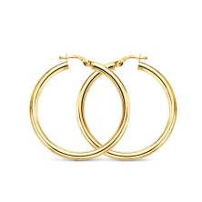 <STRONG>Pendientes aro oro 9k 24 mm tubo</STRONG>. Estos <STRONG>aros</STRONG> tienen forma de tubo con acabado liso en brillo. 