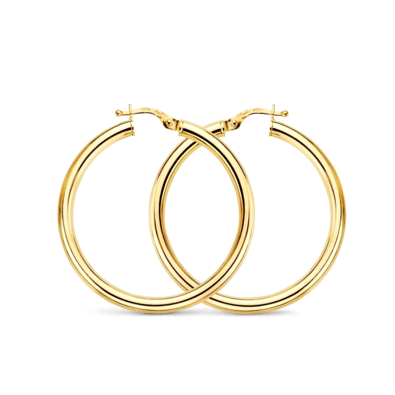 <STRONG>Pendientes aro oro 9k 24 mm tubo</STRONG>. Estos <STRONG>aros</STRONG> tienen forma de tubo con acabado liso en brillo. 