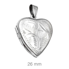 <STRONG>Relicario plata 26 mm corazón tallado</STRONG>.&nbsp;<STRONG>Relicario</STRONG> de plata con forma de <STRONG>corazón</S