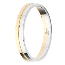 <STRONG>Alianza 9 kilates bicolor 3mm plana brillo<BR>Alianza oro 9 kilates</STRONG> 3mm con acabado en brillo, mitad