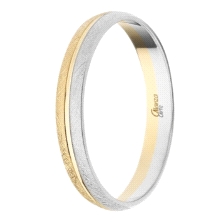 <STRONG>Alianza 9 kilates bicolor 3mm media caña diamantada<BR>Alianza oro 9 kilates</STRONG> 3mm con acabado diamantado, m