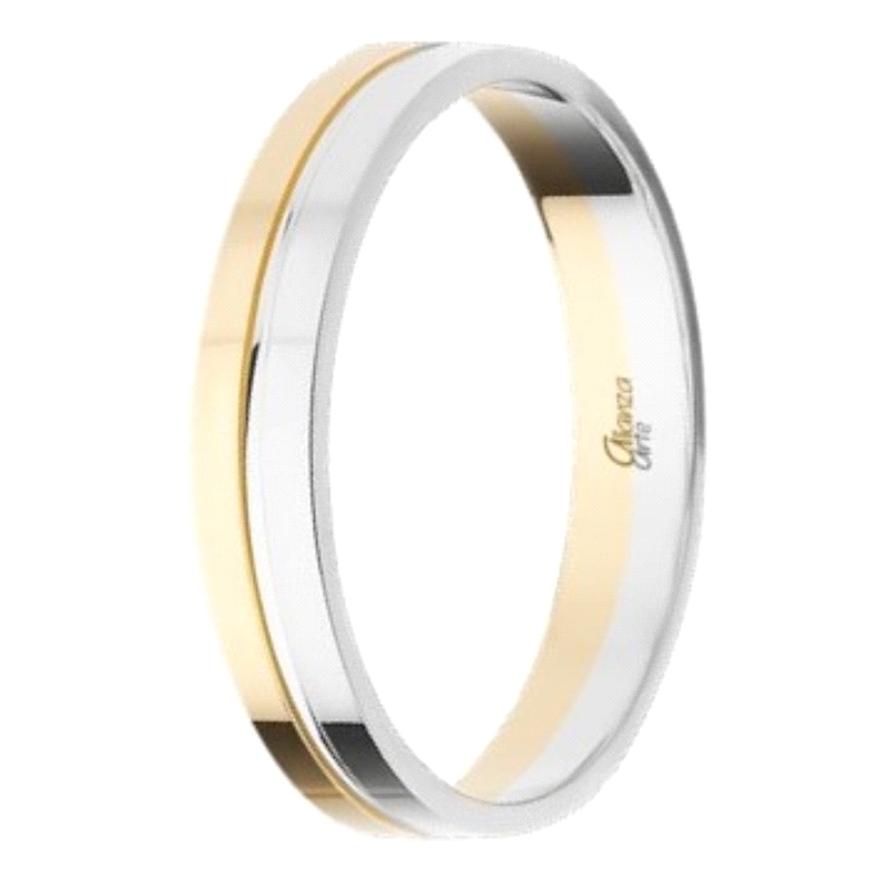<STRONG>Alianza 9 kilates bicolor&nbsp;3.5mm&nbsp;plana brillo<BR>Alianza oro 9 kilates</STRONG> 3.5mm con acabado en brillo, mi