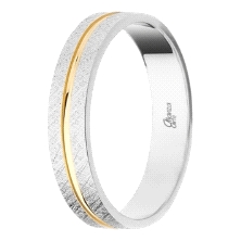 <STRONG>Alianza oro 9 kilates bicolor 4mm perfil plano diamantado<BR>Alianza oro 9 kilates</STRONG> 4mm con acaba