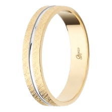 <STRONG>Alianza 9 kilates bicolor&nbsp;4mm&nbsp;perfil plano diamantado<BR>Alianza oro 9 kilates</STRONG> 4mm con acabado diaman