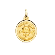<STRONG>Medalla bebé ángel 16 mm oro amarillo 9k bisel</STRONG>. Preciosa <STRONG>medalla</STRONG> para <STRONG>bebé</STRONG> co