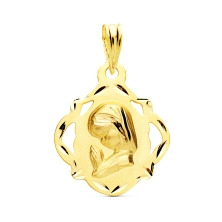 <STRONG>Medalla niña 16 mm oro amarillo 18k calada tallas</STRONG>. Preciosa <STRONG>medalla</STRONG> para niña con forma de pan