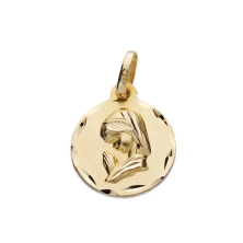 <STRONG>Medalla niña 14 mm oro amarillo 18k redonda tallas</STRONG>. Medalla para niña fabricada en <STRONG>oro</STRONG> de <STR
