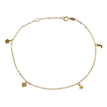<STRONG>Pulsera tobillera oro amarillo 18k estrella y luna</STRONG>. Tobillera con colgantes fabricada en <STRONG>oro</STRONG> d