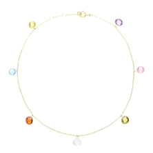 <STRONG>Pulsera tobillera oro amarillo 18k&nbsp;5 piedras colores</STRONG>. Pulsera tobillera con colgantes de piedras de colore