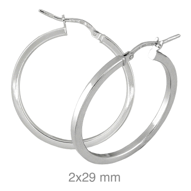 <STRONG>Pendiente aro plata 29 mm tubo cuadrado</STRONG>.&nbsp;Preciosos <STRONG>aros</STRONG> con forma de <STRONG>tubo cuadrad