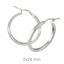 <STRONG>Pendiente aro plata 24 mm tubo cuadrado</STRONG>. Practicos <STRONG>aros</STRONG> con forma de <STRONG>tubo cuadrado</ST