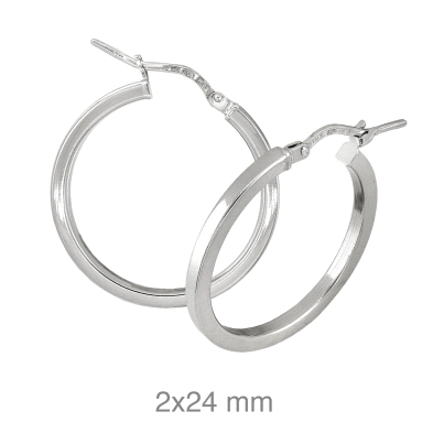 <STRONG>Pendiente aro plata 24 mm tubo cuadrado</STRONG>. Practicos <STRONG>aros</STRONG> con forma de <STRONG>tubo cuadrado</ST