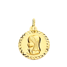 <STRONG>Medalla virgen niña 16 mm oro amarillo 18k tallado cruzado.<BR></STRONG>Preciosa <STRONG>medalla</STRONG> con la imagen 