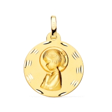 <STRONG>Medalla niña 18 mm oro amarillo 18k redonda tallas.</STRONG><BR><STRONG>Medalla</STRONG> con la imagen de&nbsp;la <STRON