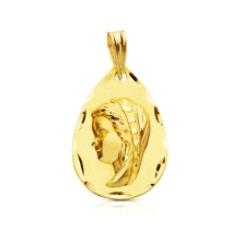 <STRONG>Medalla niña 17 x 12 mm oro amarillo 18k gota.<BR>Medalla</STRONG> con la imagen de la <STRONG>virgen niña</STRONG> en r