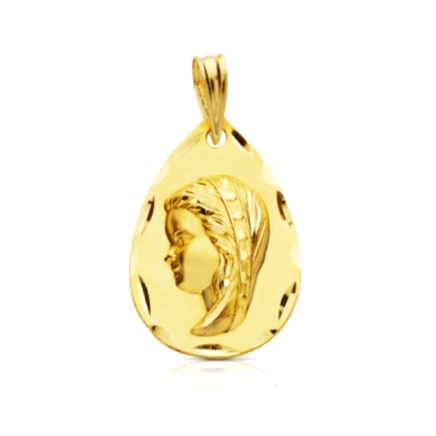 <STRONG>Medalla niña 17 x 12 mm oro amarillo 18k gota.<BR>Medalla</STRONG> con la imagen de la <STRONG>virgen niña</STRONG> en r