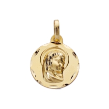 <STRONG>Medalla niña 13 mm oro amarillo 18k tallas.</STRONG><BR><STRONG>Medalla</STRONG> para<STRONG> niña</STRONG> con acabado 
