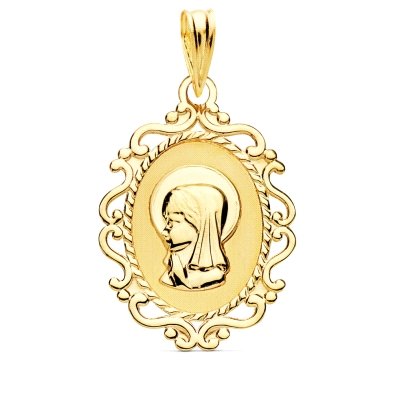 <STRONG>Medallla virgen niña 23 x 16 mm oro amarillo 18k filigranas.</STRONG><BR><STRONG>Medalla</STRONG> para<STRONG> niña</STR