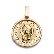 <STRONG>Medalla niña 18 mm oro amarillo 18k calada.</STRONG><BR><STRONG>Medalla</STRONG> con la <STRONG>virgen niña</STRONG>&nbs